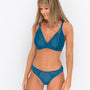 Ivory Rose Fuller Bust Unpadded High Apex Bra with Lace In Teal DD+