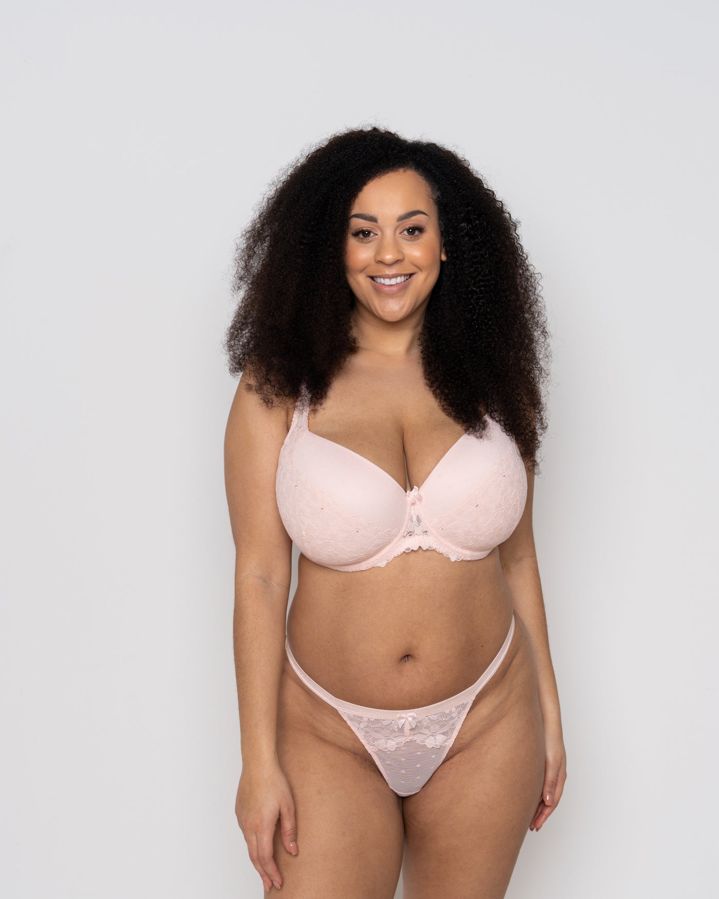 Ivory Rose Spot & Daisy Lace Moulded T-shirt Bra In Cloud Pink