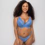 Ivory Rose Fuller Bust Unpadded Floral Lace Plunge Bralette in Blue DD+