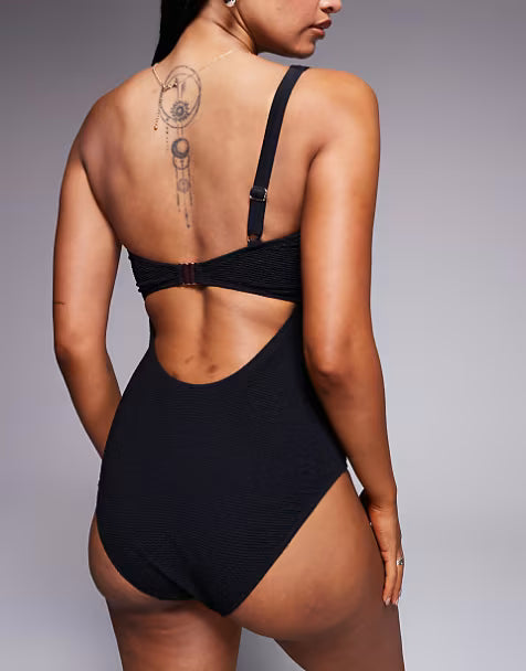 One Shoulder Swimsuit in Black