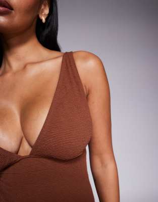 Non-Wired Plunge Swimsuit in Brown – image 4 of 4