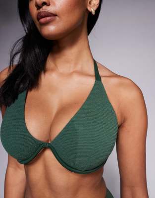 Underwired Halter Bikini Top in Khaki – image 1 of 4