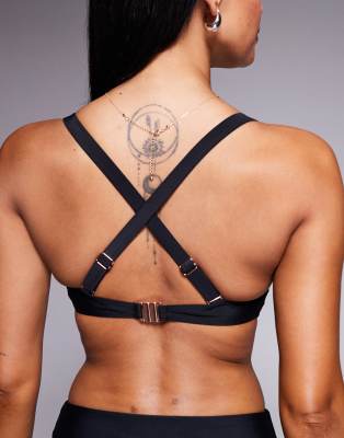 Cross Back Bikini Top in Black – image 2 of 4