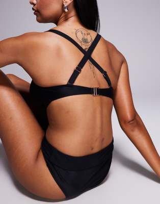 Cross Back Bikini Top in Black – image 3 of 4