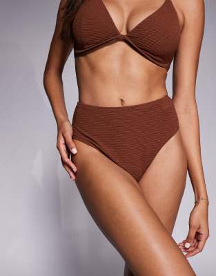 High Waist Bikini Pant in Brown – image 1 of 4