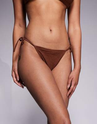Tie Side Bikini Pant in Brown – image 1 of 4