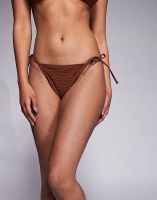 Tie Side Bikini Pant in Brown – image 2 of 4