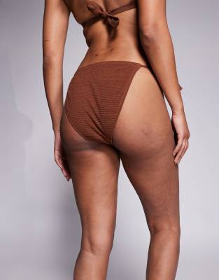 Tie Side Bikini Pant in Brown – image 3 of 4