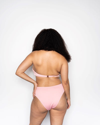 Ivory Rose Textured Unpadded Upside Down Triangle Bikini Top In Blush Pink