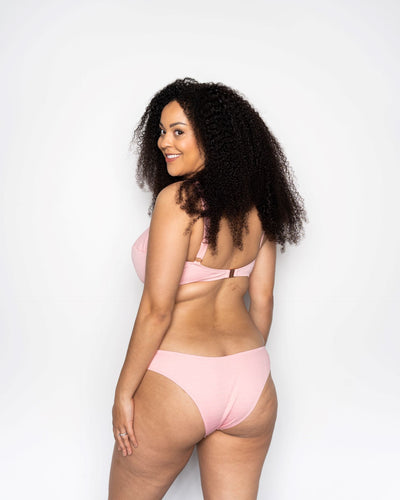 Ivory Rose Textured V Front Bikini Bottom In Blush Pink