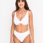 Ivory Rose Fuller Bust Scrunch Unpadded Scoop Front Bikini Top in White DD+