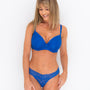 Ivory Rose Padded All Over Lace Bra In Cobalt
