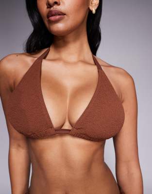 Ivory Rose Lingerie Fuller Bust Triangle Bikini Top in Scrunch in Brown – image 1 of 4