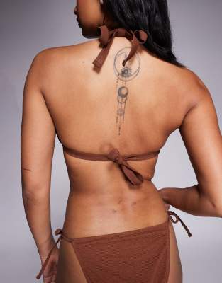 Ivory Rose Lingerie Fuller Bust Triangle Bikini Top in Scrunch in Brown – image 2 of 4