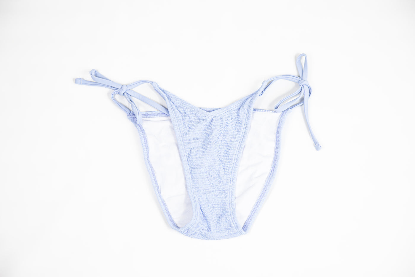 Ivory Rose scrunch tie side bikini bottom in blue