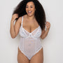 Ivory Rose Fuller Bust Unpadded Underwired Lace and Mesh Body In White DD+