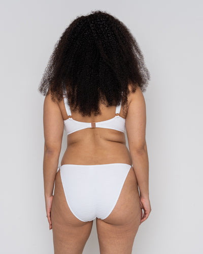 Ivory Rose Scrunch V Front Tie Side Bikini Bottom In White