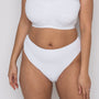 Ivory Rose Scrunch High Waisted Bikini Bottom In White