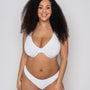 Ivory Rose Scrunch Scoop Front High Apex Bikini Top In White