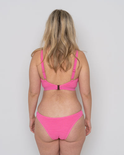 Ivory Rose Scrunch V Front Bikini Bottom In Bright Pink 3