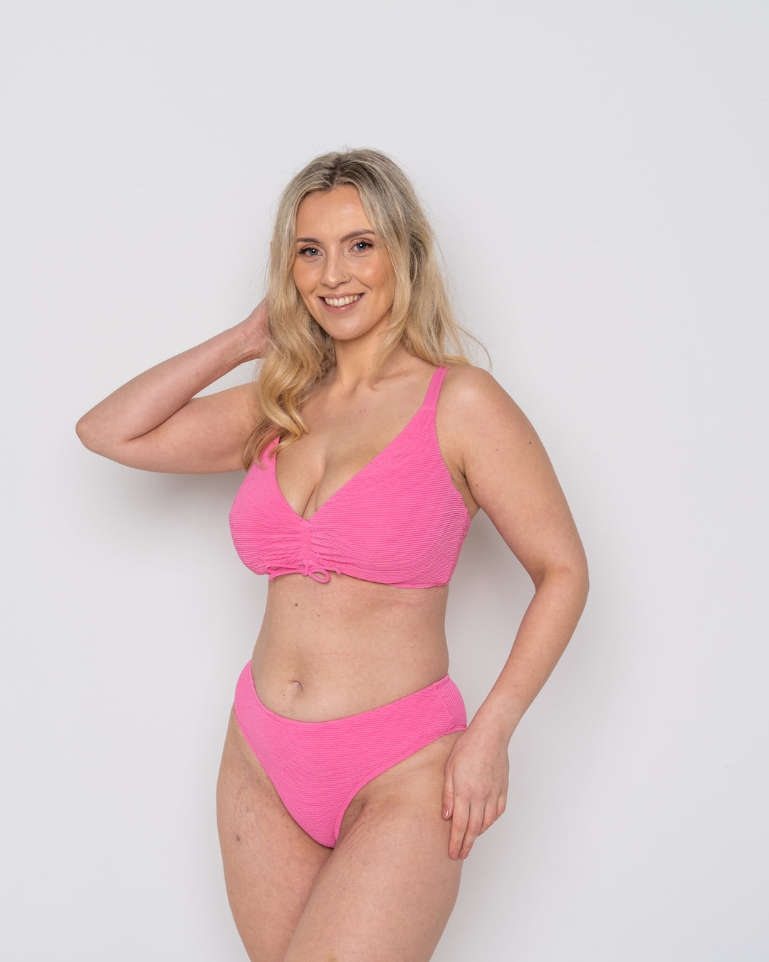 treatürself  Rose swimwear  Ivory Ivory Rose Fuller Bust Scrunch Underwired Gathered Bikini Top DD+