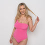 Ivory Rose Scrunch One Shoulder Balconette Swimsuit In Bright Pink