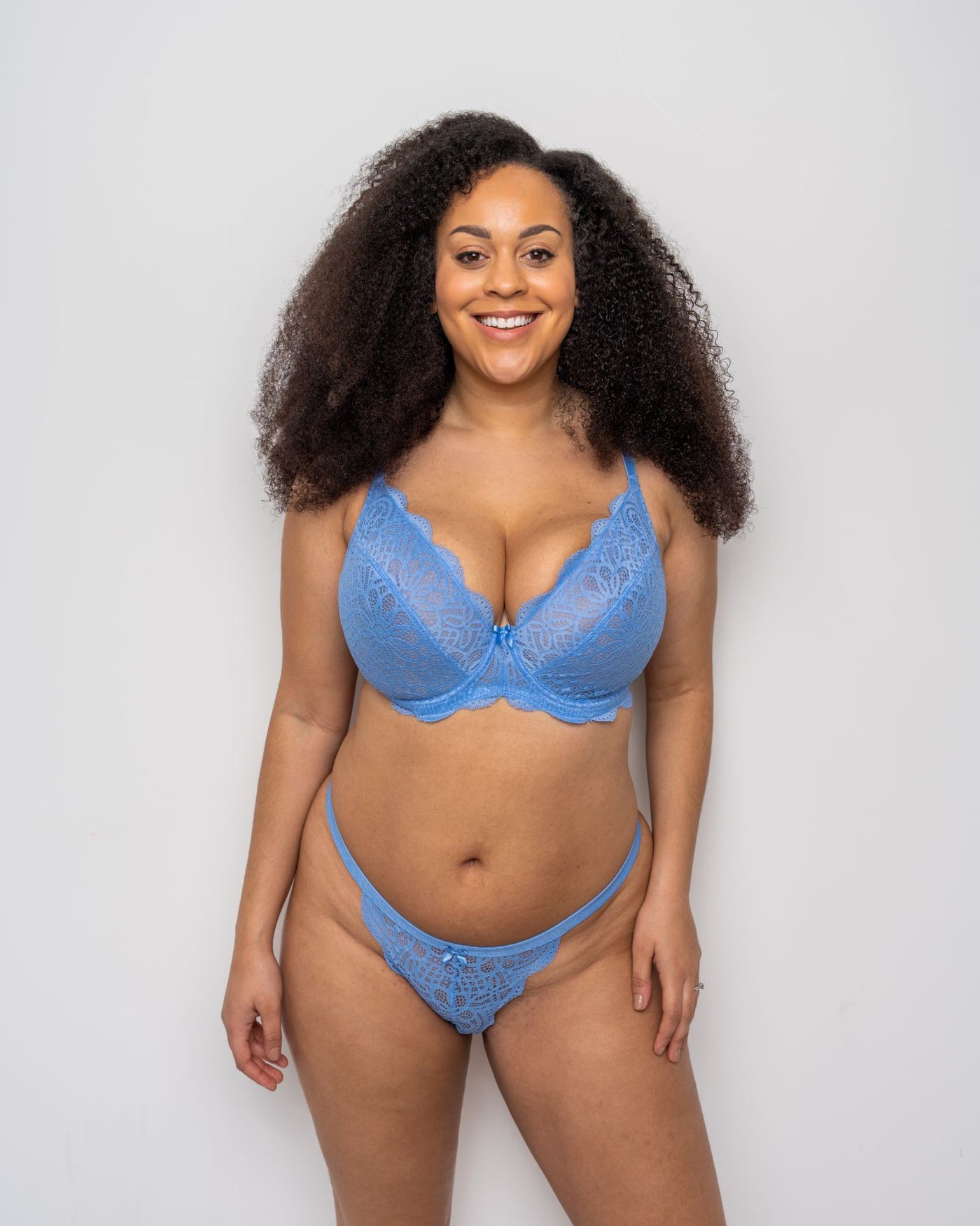 Ivory Rose Unpadded Floral Lace Bralette in Blue